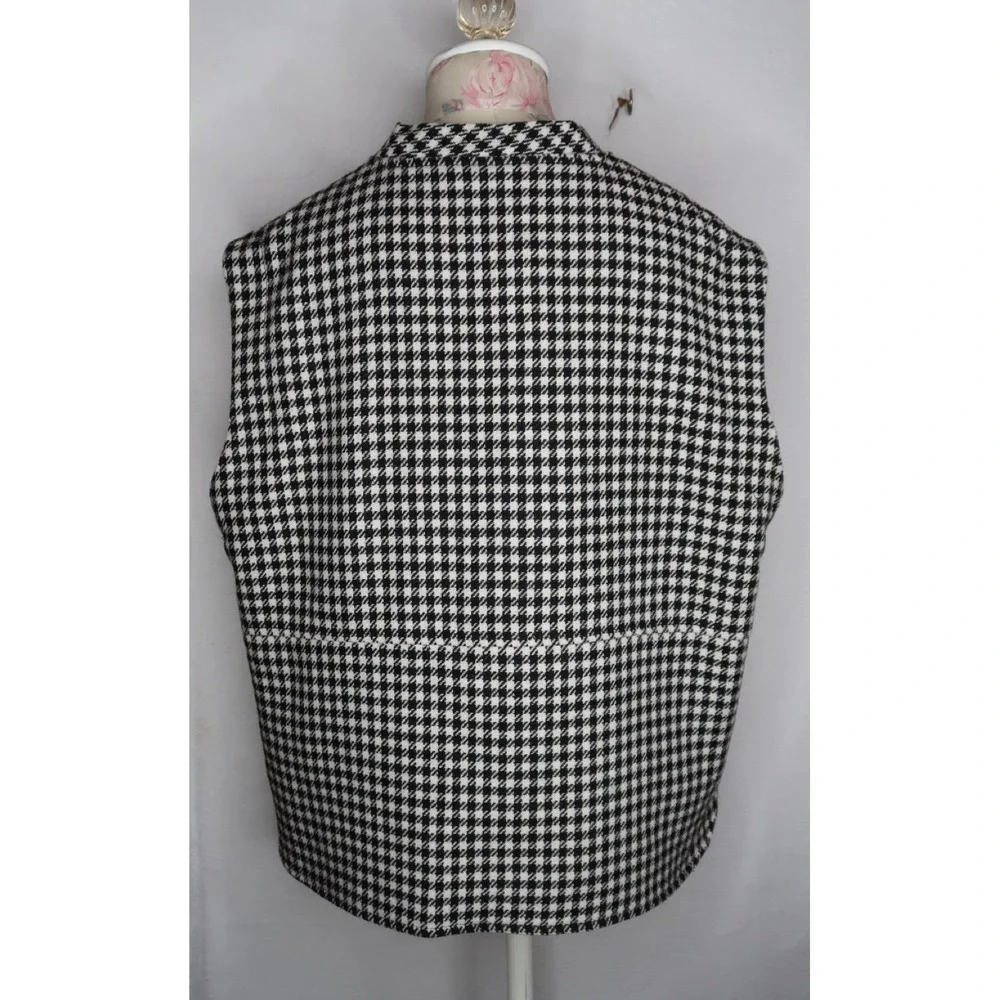 Sézane Houndstooth Wool Blend Snap Front Vest Jacket Womens Sz US 14 46 EU EUC - Picture 12 of 12